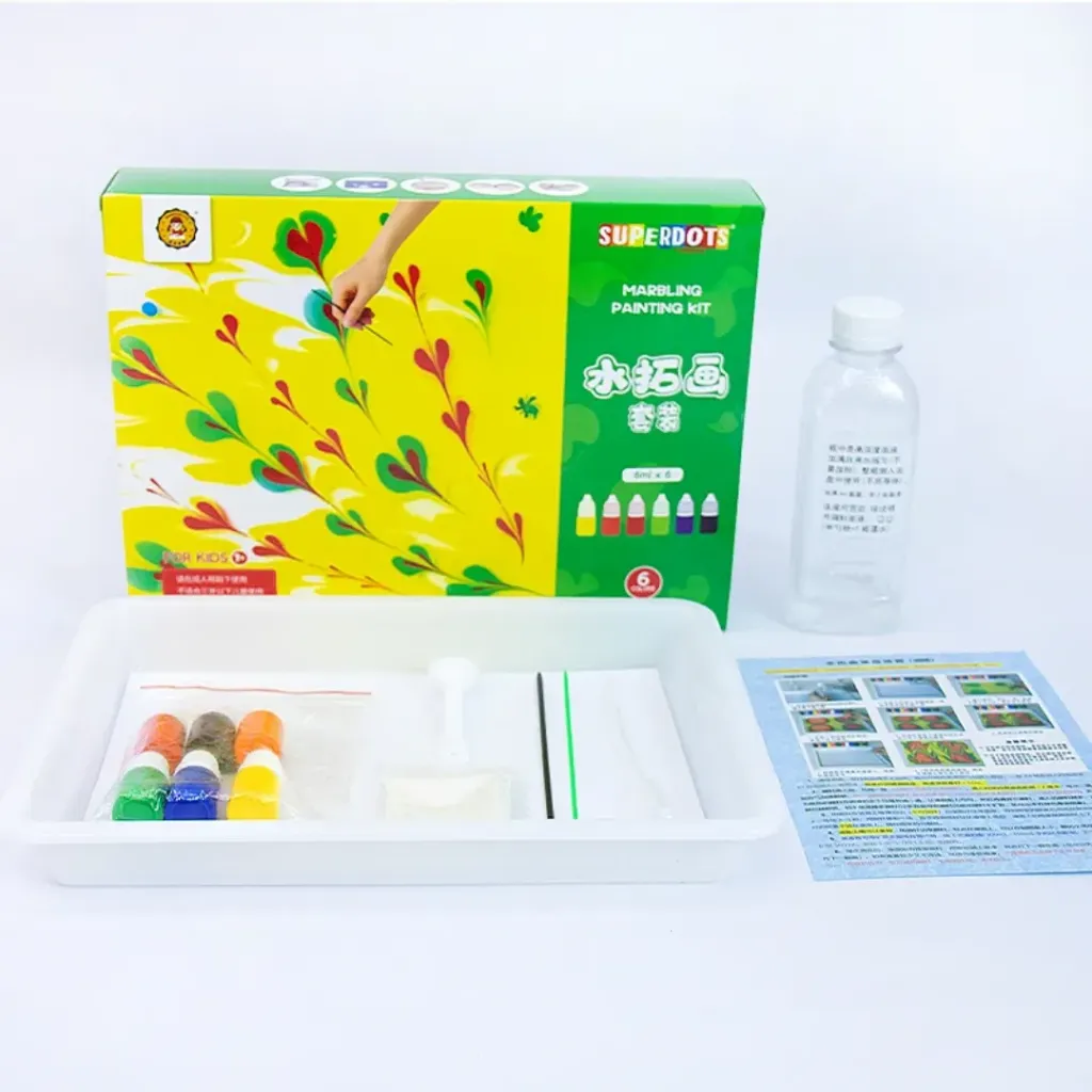 [6] 6 colors marbling painting kit transferrable to paper, plastic and fabric