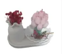 Home spa Gift set of vase, tray , shell and handmade tulip scented bouquet candle