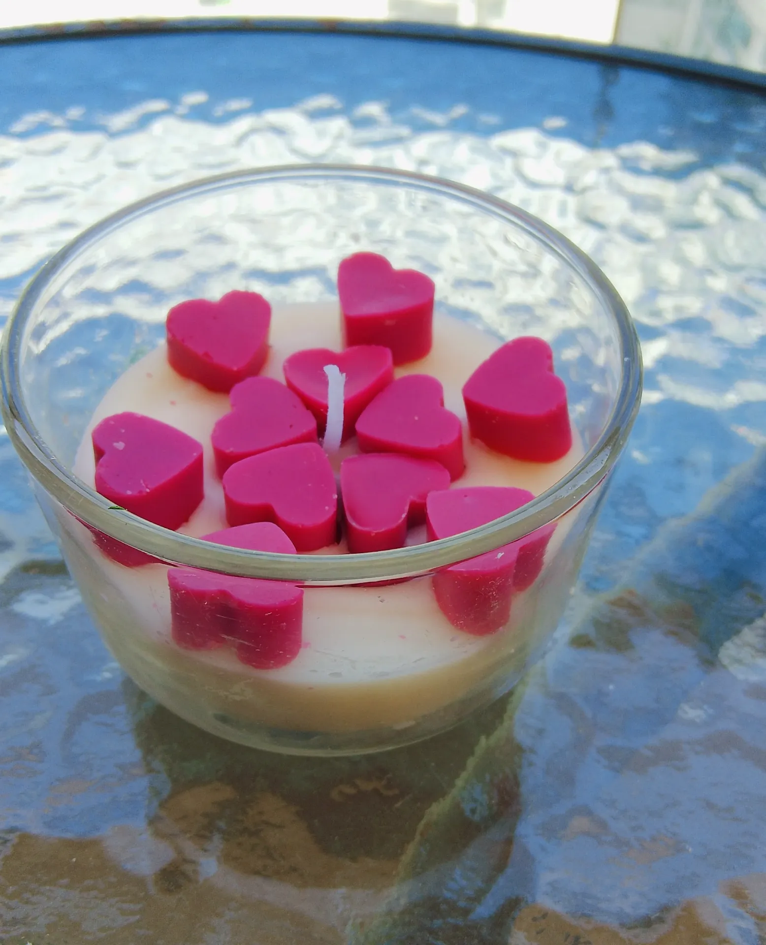 Handmade scented Candle cup with hearts